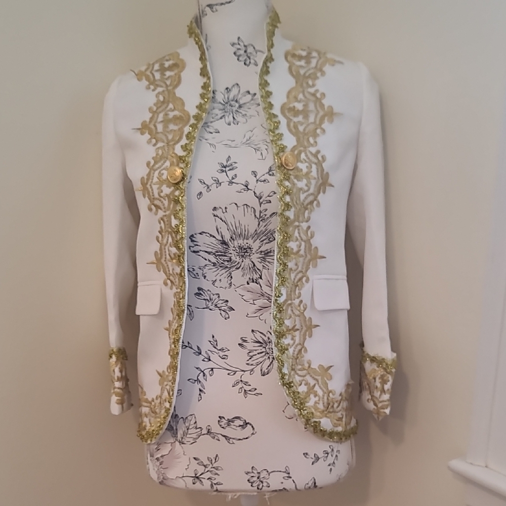 Elegant White and Gold Kids Jacket